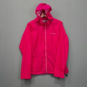 Columbia Womens Switchback III Waterproof Hooded Windbreaker Jacket Pink Size L